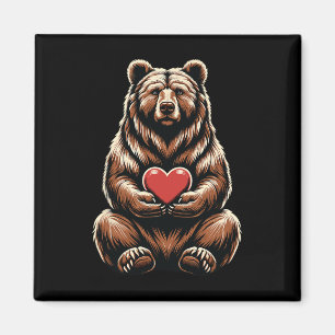 Bear Holding Heart Valentine's Day Niedlich Valent Magnet