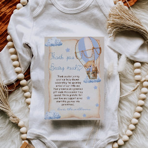 Bear Hot Air Ballon Babydusche Blue Beige Dankeskarte