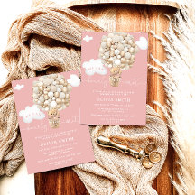 Bear Hot Air Ballon Pink Girl Babydusche