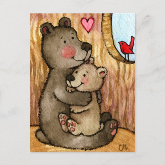 Bear Hugs - Niedliche Art des Teddy Bären Postkarte (Vorderseite)