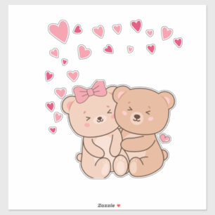 Bear Hugs - Süße Tier Couple Valentine's Day des Aufkleber