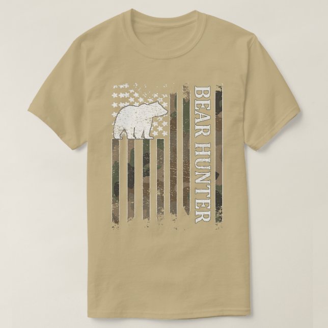 Bear Hunter American Flag Bären Jagd Lover Premi T-Shirt (Design vorne)