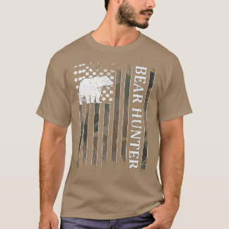 Bear Hunter American Flag Bären Jagd Lover Premi T-Shirt