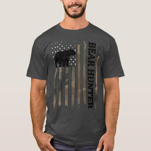 Bear Hunter American Flag Bären Jagd Lover Premi T-Shirt