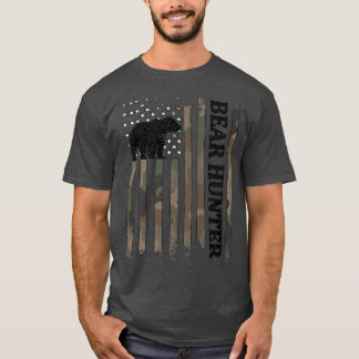 Bear Hunter American Flag Bären Jagd Lover Premi T-Shirt
