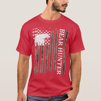 Bear Hunter American Flag Bear Hunting Lover237  T-Shirt