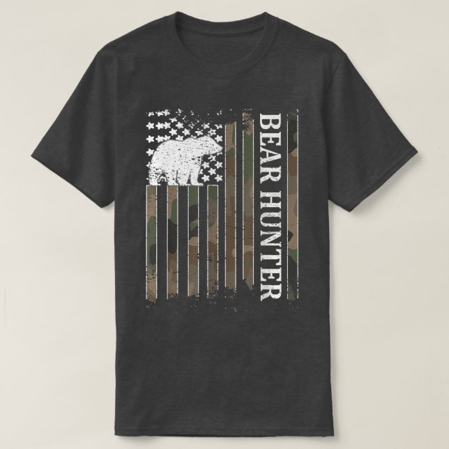 Bear Hunter American Flag Bear Junting Lover 236 T-Shirt (Design vorne)