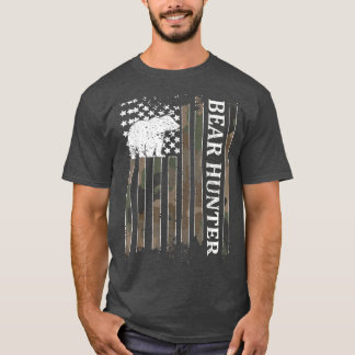 Bear Hunter American Flag Bear Junting Lover 236 T-Shirt