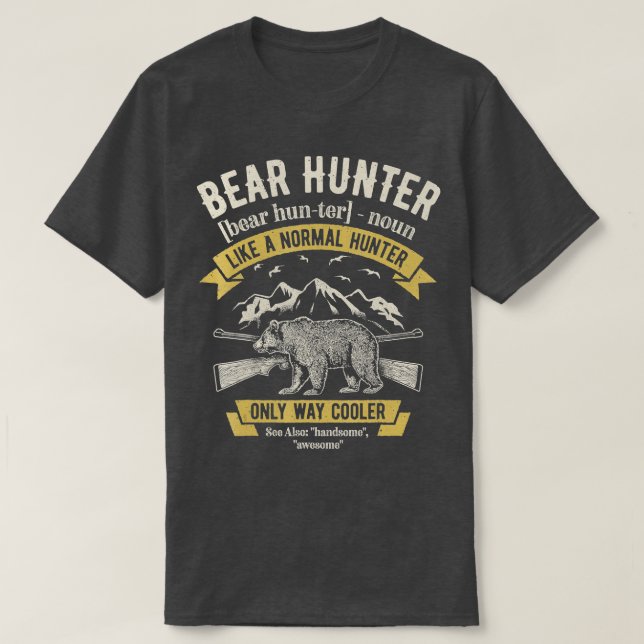 Bear Hunter Vintag Jägerjäger Definit T-Shirt (Design vorne)