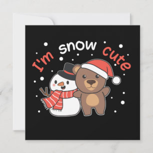 Bear ich bin Schnee Niedlich Snowman Snow Pun Einl Einladung