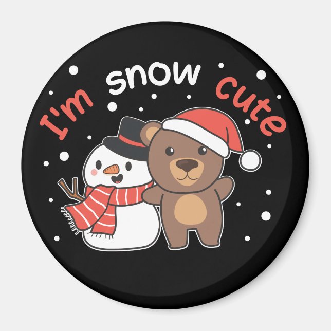 Bear ich bin Schnee Niedlich Snowman Snow Pun Magn Magnet (Vorne)