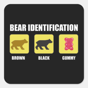 Bear Identification Funny Quadratischer Aufkleber