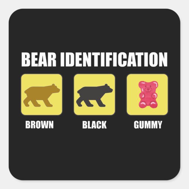 Bear Identification Funny Quadratischer Aufkleber (Vorderseite)