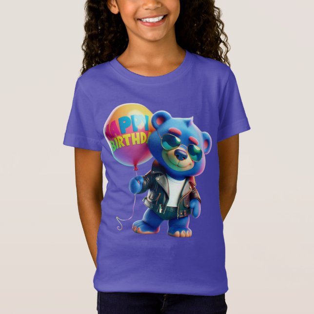  Bear in a Leather Jacket, Happy Birthday, by Nata T-Shirt (Vorderseite)