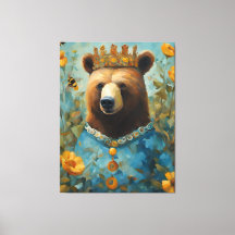 Bear in einer Krone mit Blume und Bienen