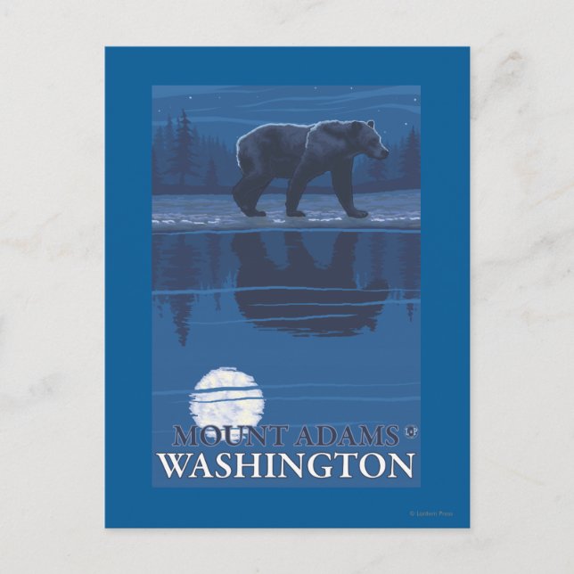 Bear in Moonlight - Mount Adams, Washington Postkarte (Vorderseite)