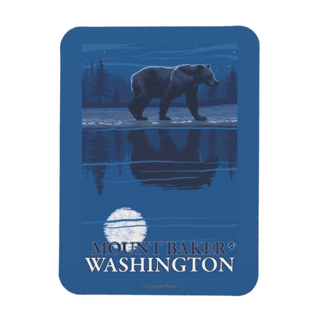 Bear in Moonlight - Mount Baker, Washington Magnet (Vertikal)