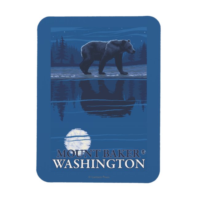 Bear in Moonlight - Mount Baker, Washington Magnet (Vertikal)