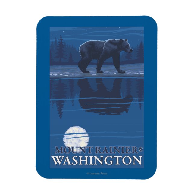 Bear in Moonlight - Mount Rainier, Washington Magnet (Vertikal)