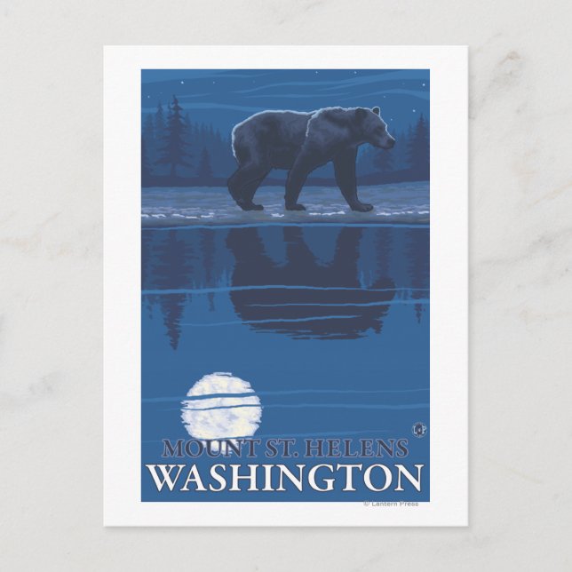 Bear in Moonlight - Mount St. Helens, Postkarte (Vorderseite)