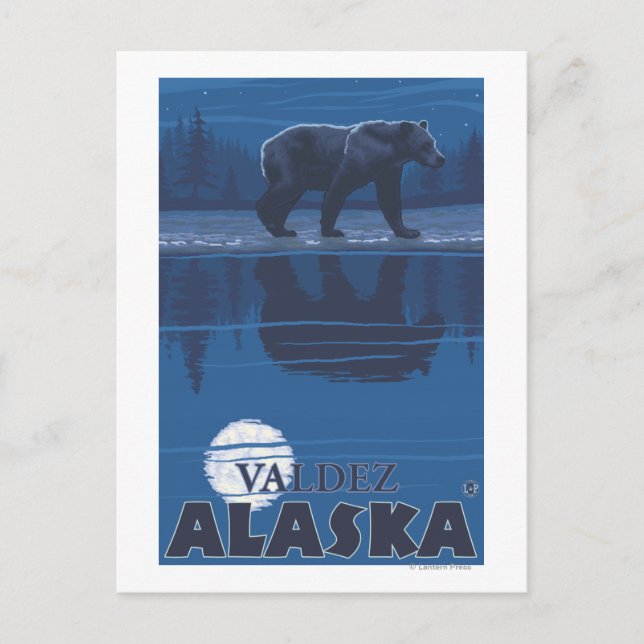 Bear in Moonlight - Valdez, Alaska Postkarte (Vorderseite)