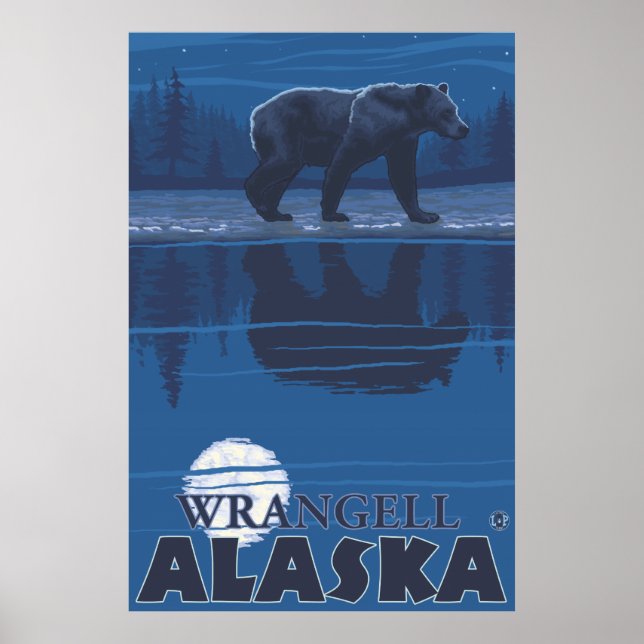 Bear in Moonlight - Wrangell, Alaska Poster (Vorne)