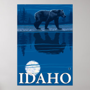 Bear in MoonlightIdaho Vintage Travel Poster
