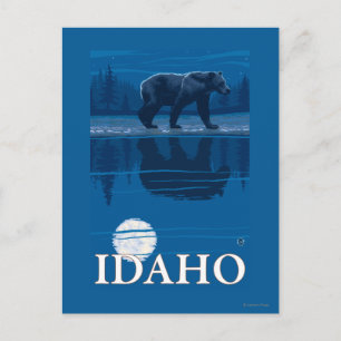 Bear in MoonlightIdaho Vintage Travel Poster Postkarte