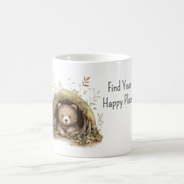 Bear in Woods Find Your Happy Place Kaffeetasse (Mittel)