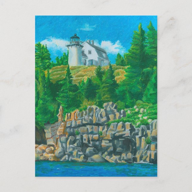 Bear Island Light Gemälde Postkarte (Vorderseite)