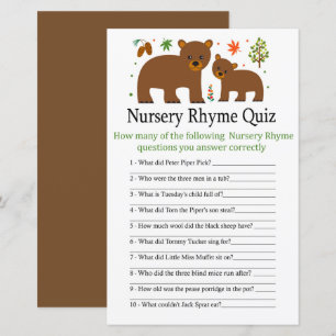 Bear Kinderzimmer Rhyme Quiz Babydusche