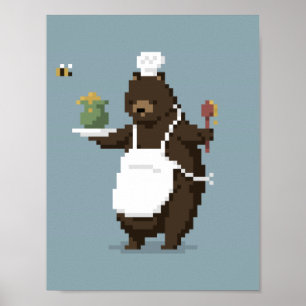 Bear Koch Pixel Art Poster