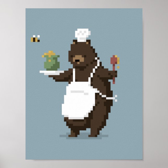 Bear Koch Pixel Art Poster (Vorne)