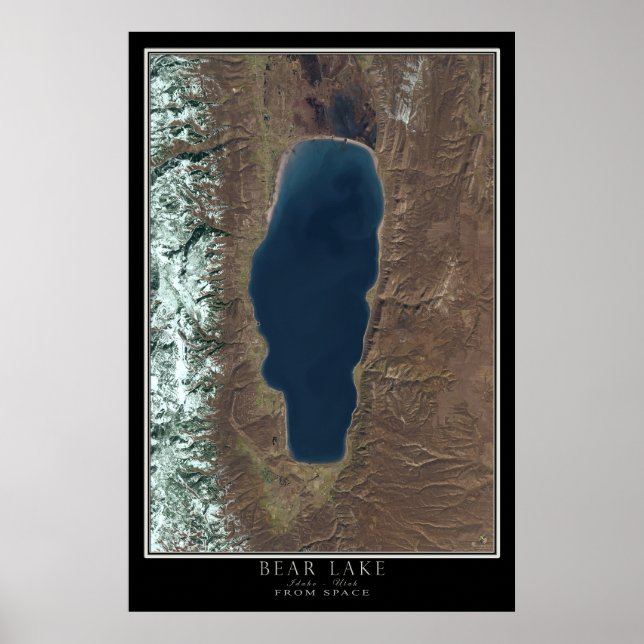 Bear Lake Idaho - Utah From Space Satellite Map Poster (Vorne)