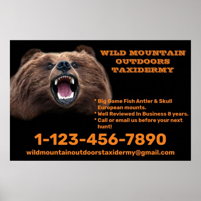 Bear Large Game Taxidermy Shop anpassen Poster (Vorne)