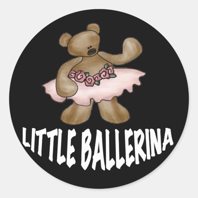 Bear Little Ballerina Runder Aufkleber (Vorderseite)