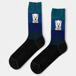 Bear looking over wall, Dark Ocean at Night Socken