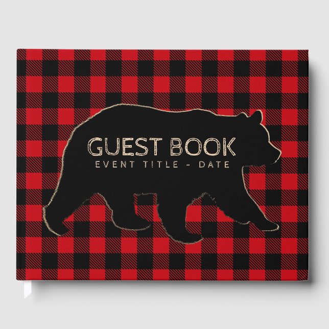 Bear Lumberjack Buffalo Kariertes Gästebuch (Vorderseite)