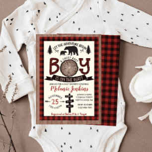 Bear Lumberjack Flannel Boy Baby Dusche Einladung