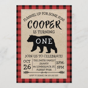 Bear Lumberjack Geburtstagsparty Einladung