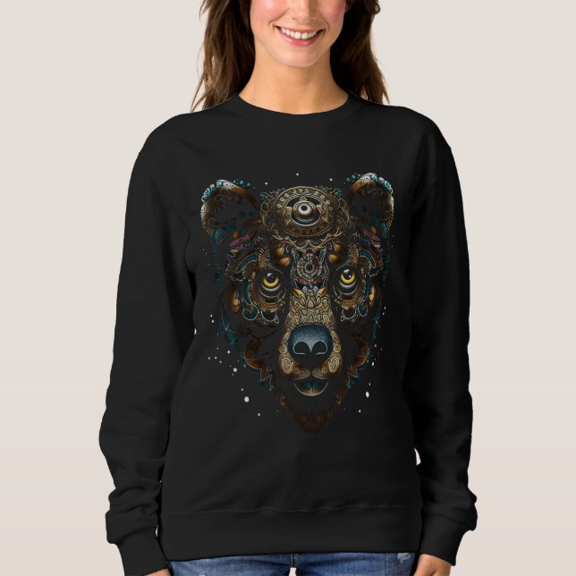 Bear Mandala Fantasy Art - Animal Motif Bear Sweatshirt (Vorderseite)
