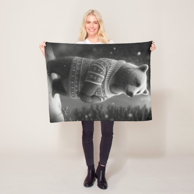 Bear mit einem gemütlichen Pullover Fleecedecke (Beispiel)