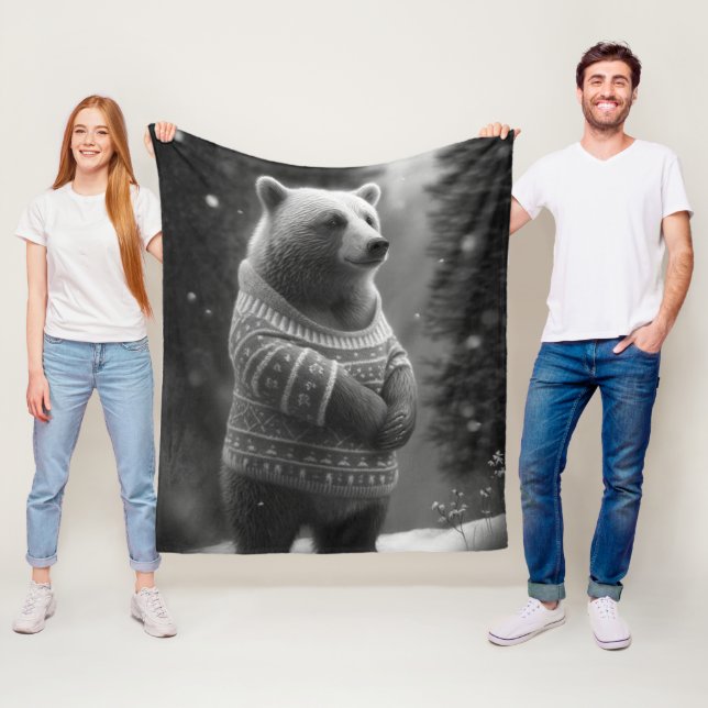 Bear mit einem gemütlichen Pullover Fleecedecke (Beispiel)