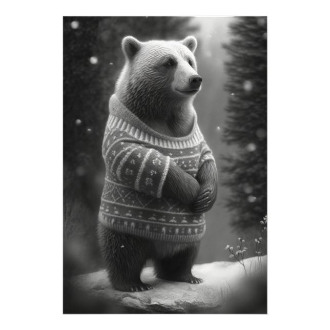 Bear mit einem gemütlichen Pullover Fotodruck (Vorne)