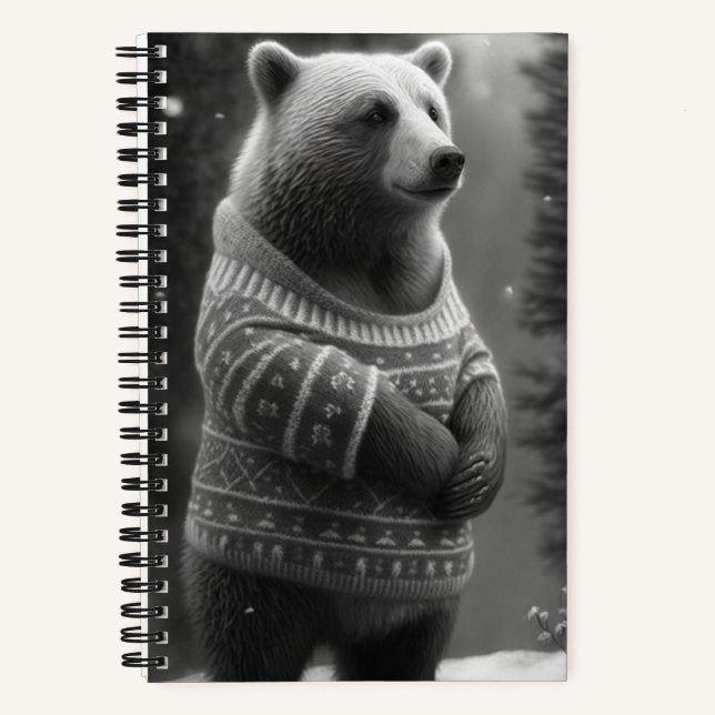 Bear mit einem gemütlichen Pullover Notizbuch (Vorderseite)