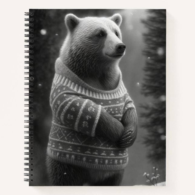 Bear mit einem gemütlichen Pullover Notizbuch (Vorderseite)