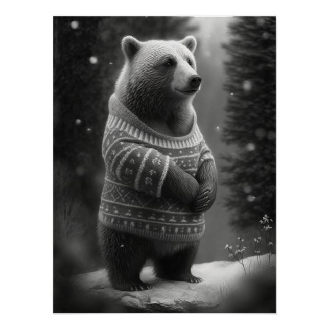 Bear mit einem gemütlichen Pullover Poster (Vorderseite)