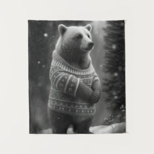 Bear mit einem gemütlichen Pullover Wandteppich