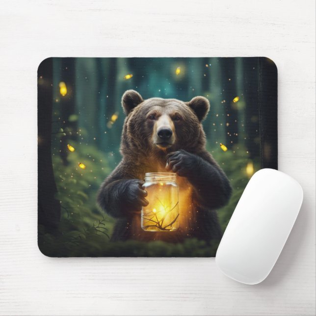 Bear mit Firefrefly im Jar Mousepad (Mit Mouse)