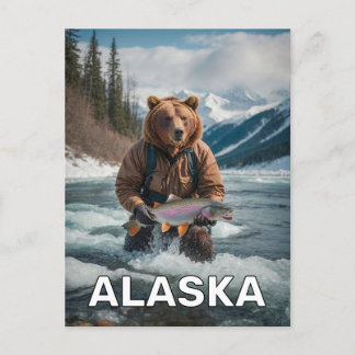 Bear mit Fisch in Alaska Postkarte